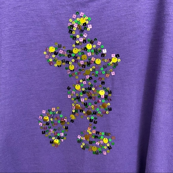 DISNEY / Purple Sequince Mickey Long Sleeve Top Size L - Picture 6 of 10